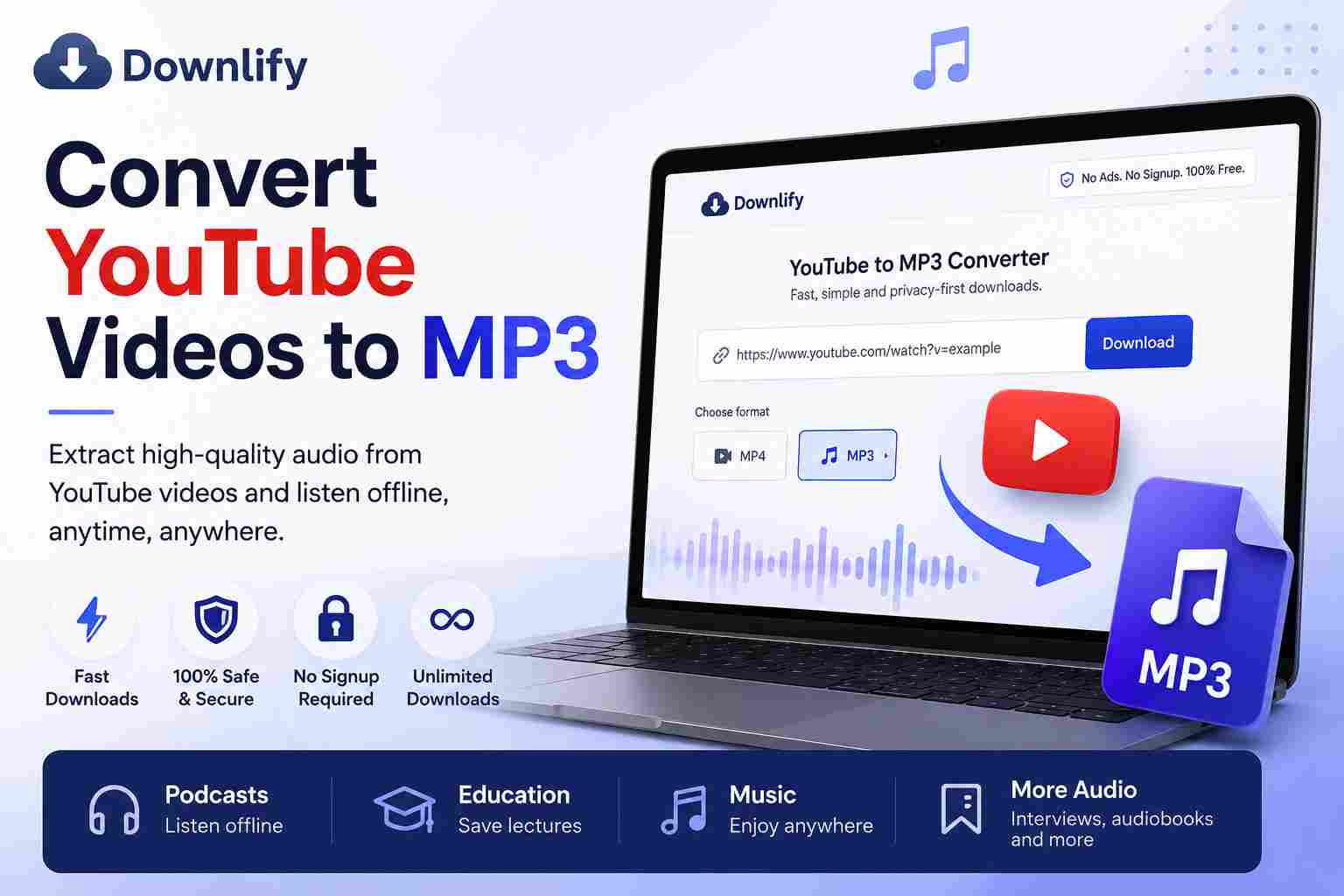 Convert YouTube Videos to MP3 Free | Downlify
