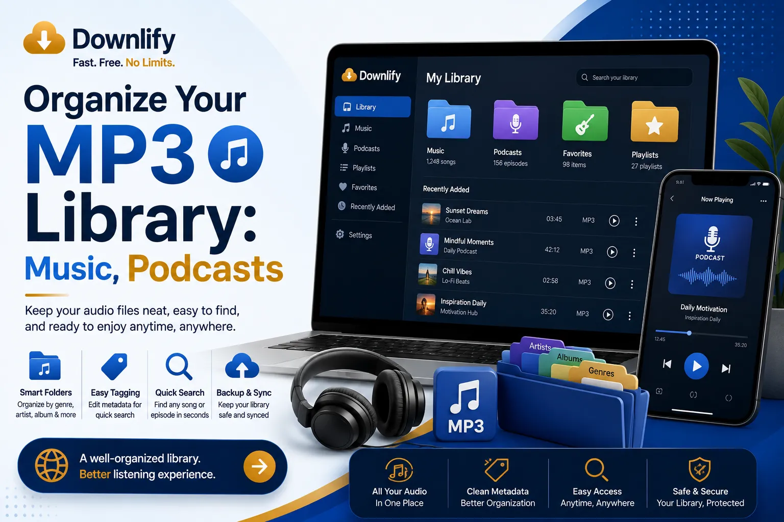 Organize Your MP3 Library: Music, Podcasts, Educational Content, and Others.