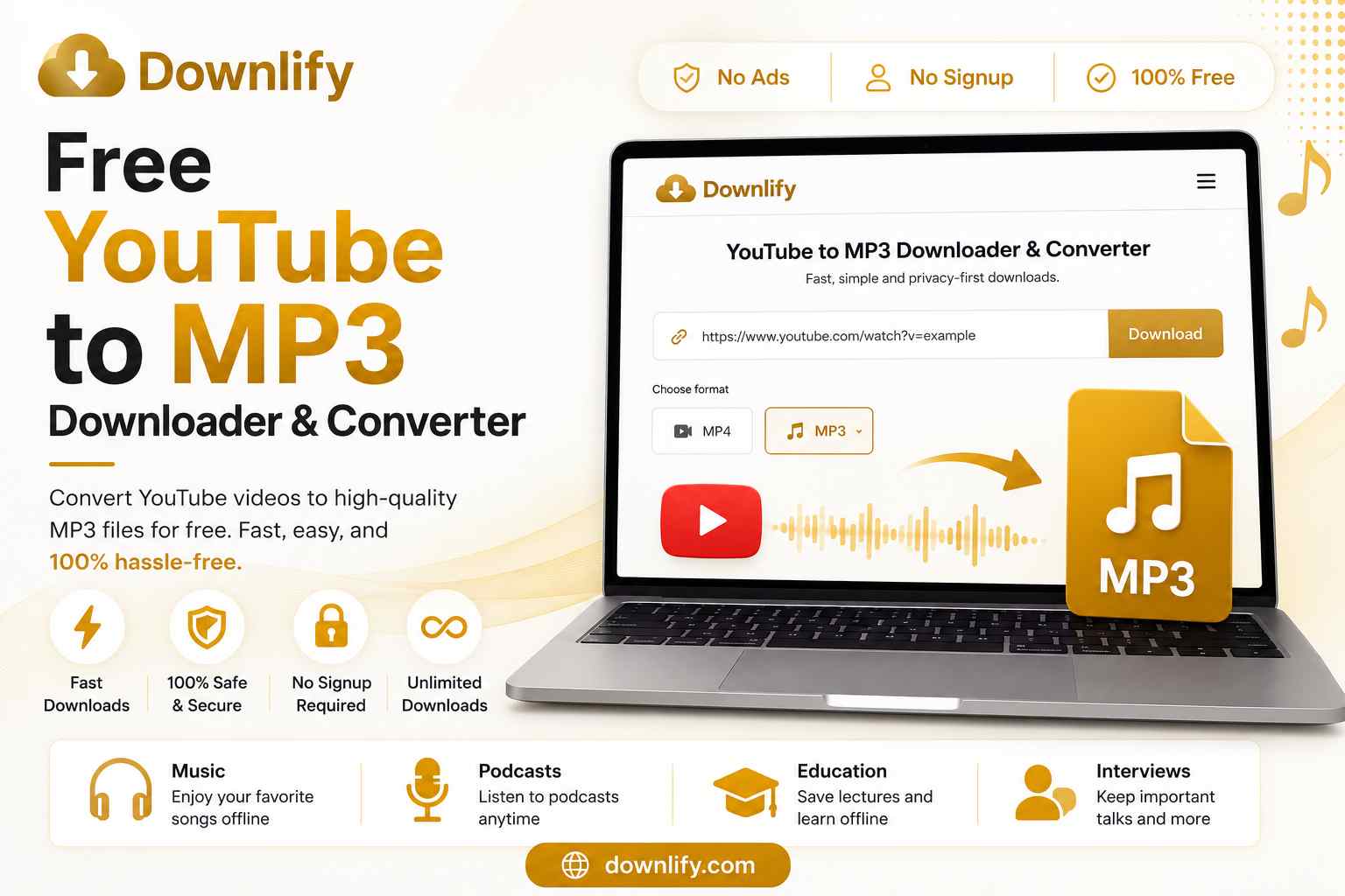 Free YouTube to MP3 Downloader - Downlify